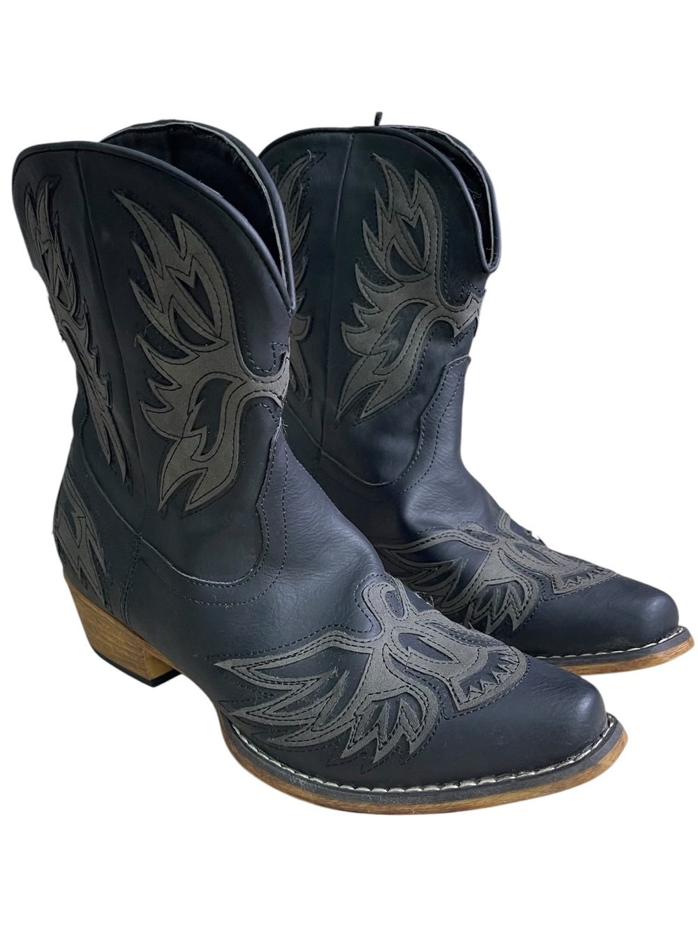 Roper Cowboy Boots Wing Design Mid Calf 10.5